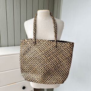 Vintage Woven Natural Fiber Tote Bag Philippines Lined Boho Beach Market